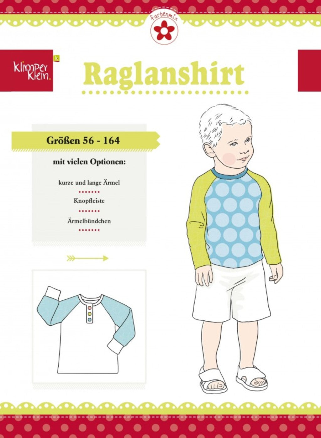 Papierschnittmuster Raglanshirt von Klimperklein