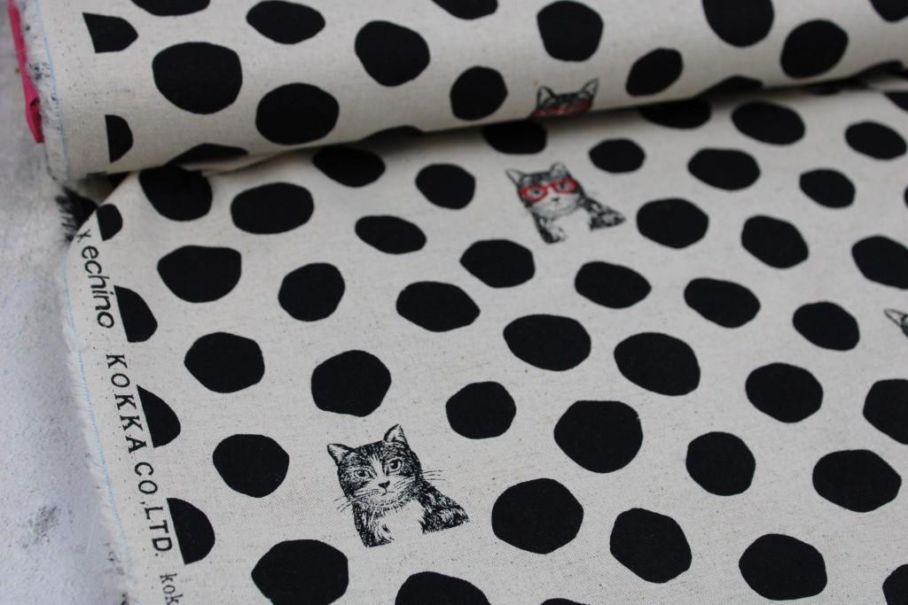 Canvas Echino NekoNoe Katzen - beige/schwarz
