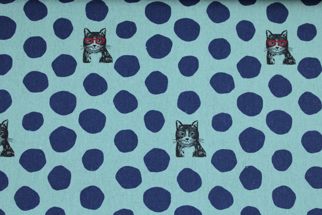 Canvas Echino NekoNoe Katzen - petrol/dunkelblau