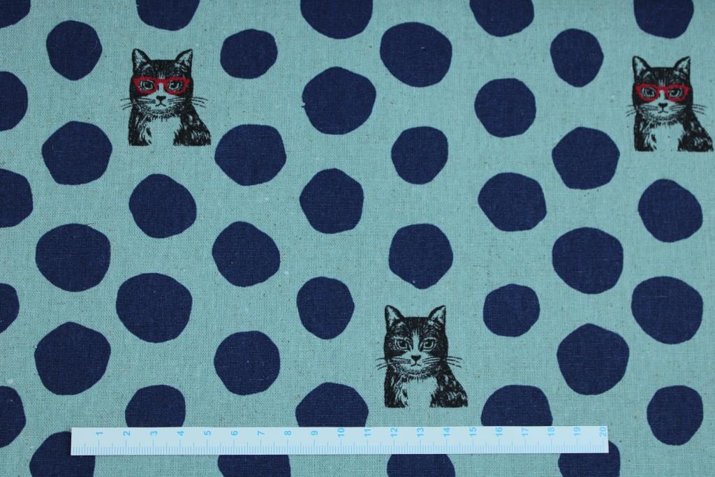 Canvas Echino NekoNoe Katzen - petrol/dunkelblau