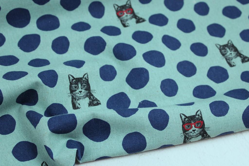 Canvas Echino NekoNoe Katzen - petrol/dunkelblau