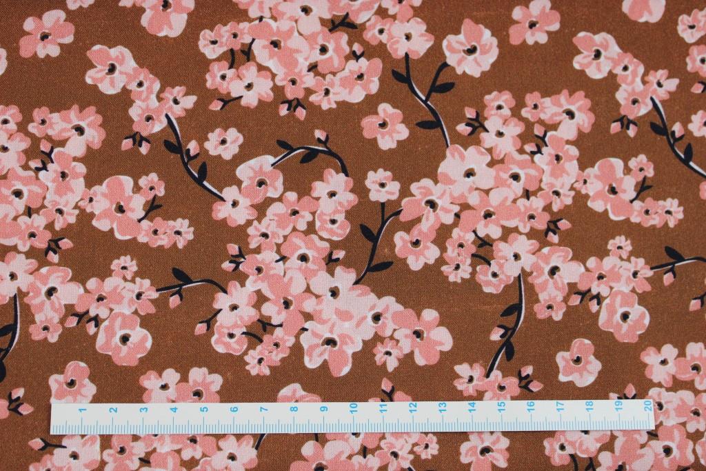 Baumwolle Enchanted Cherry Blossoms - rost/rosé