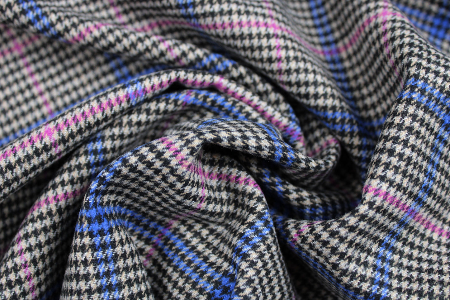 Baumwollgemisch Blue Checked Karos - blau/rosa