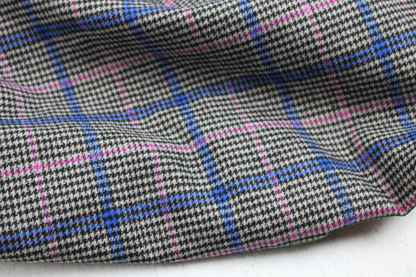 Baumwollgemisch Blue Checked Karos - blau/rosa