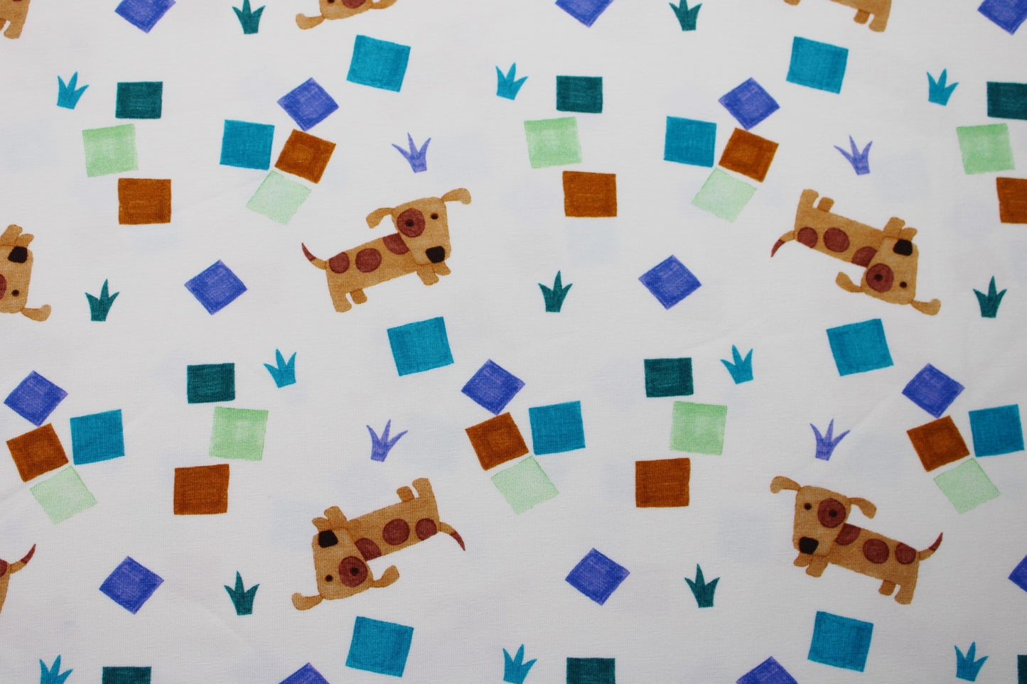 Naturweißer Baumwolljersey Playground mit Hunden Detailbild