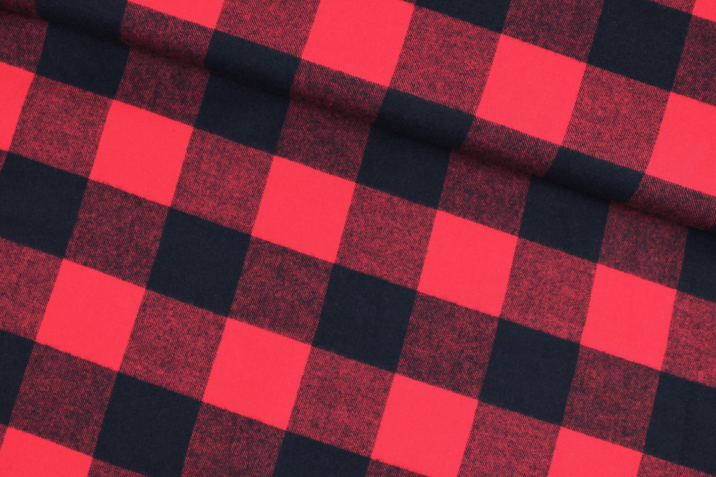 Flanellstoff Maverick mit aros in Rot und schwarz quer