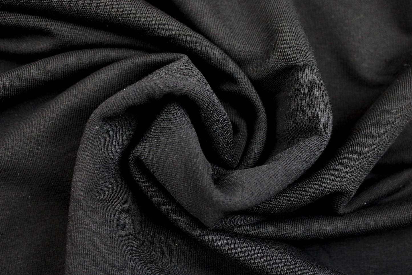 French Terry Sweatstoff Maike in uni Schwarz gedreht