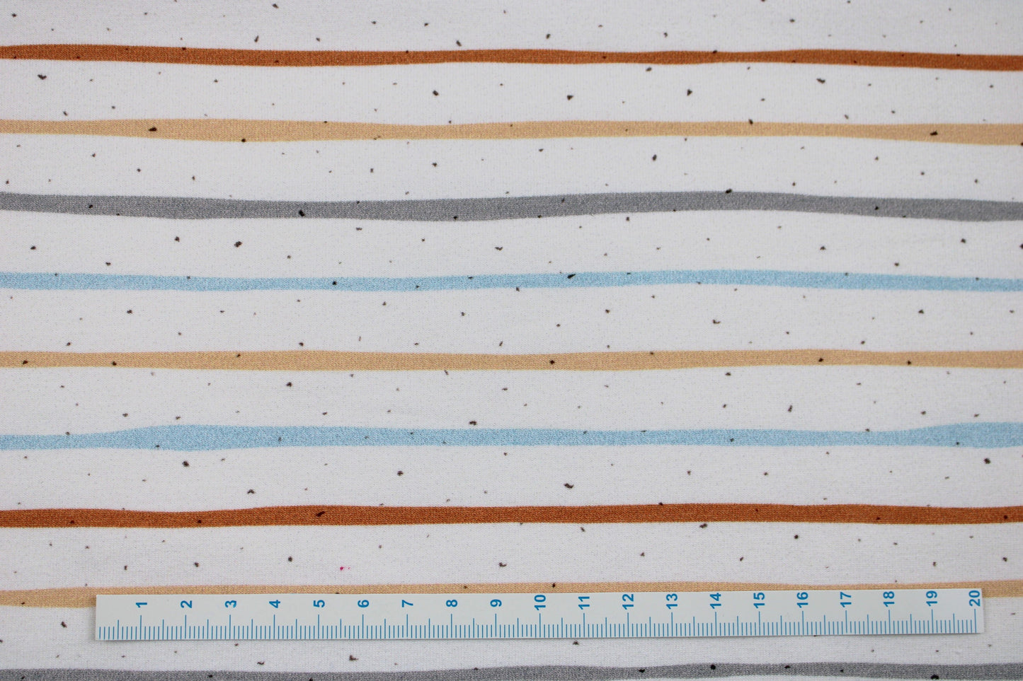 Wollweißer French Terry Sweat mit bunten Streifen für Kinderbekleidung mit Größenansicht