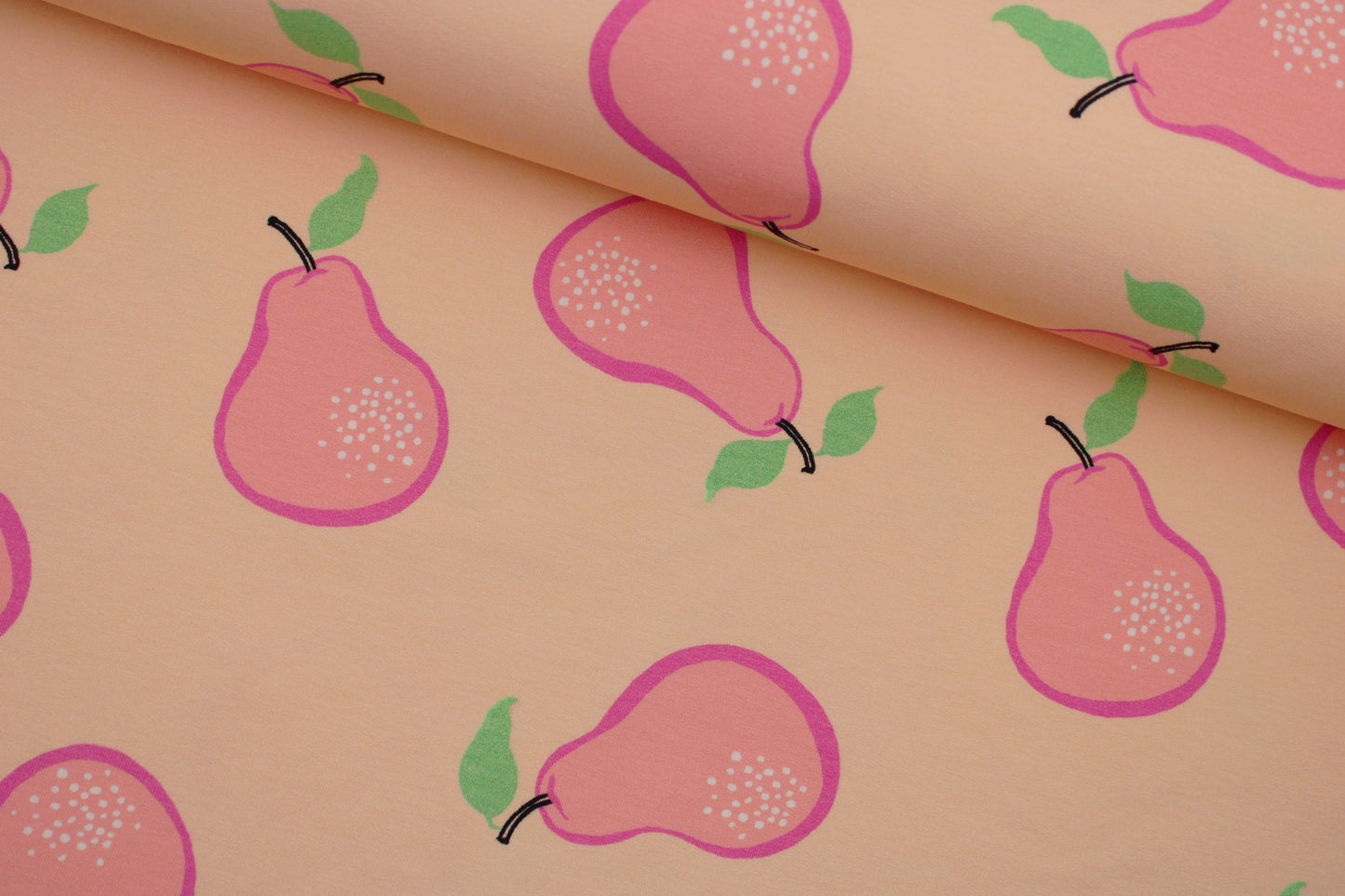 Apricot farbener Sommersweat mit Birnen quer