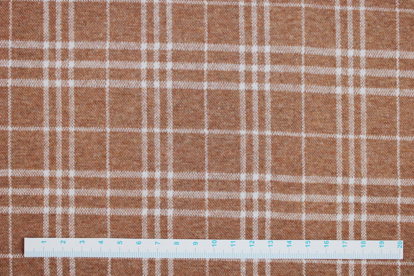 Jacquardjersey mit Glecheck-Karo-Muster in rostbraun/ecru Maßstab