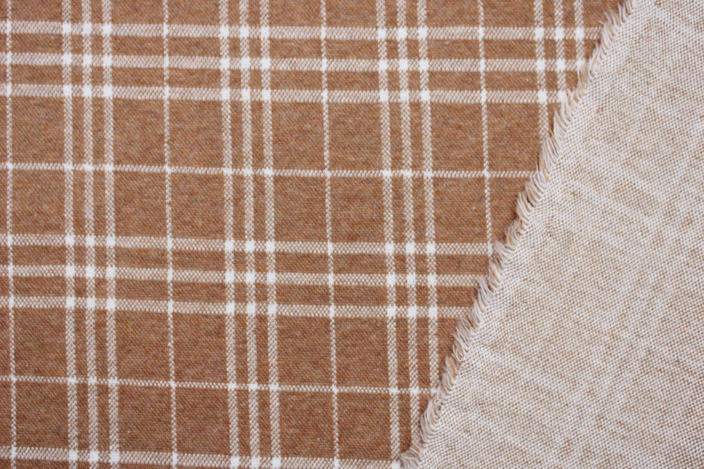Jacquardjersey mit Glecheck-Karo-Muster in rostbraun/ecru mit Innenseite