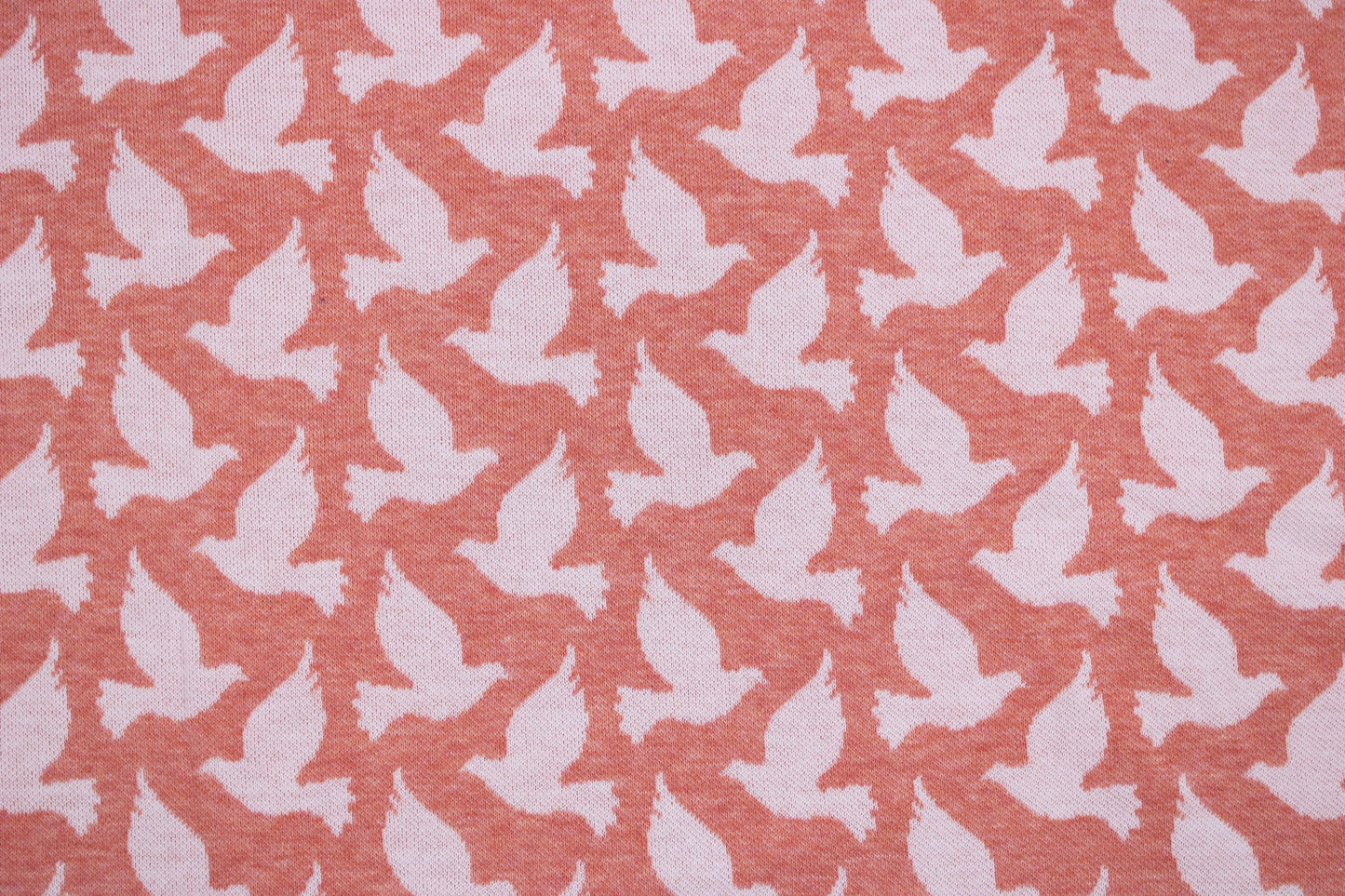 Jacquardjersey Tender Kiss Doves Fly von Albstoffe mit weißen Tauben Detailbild