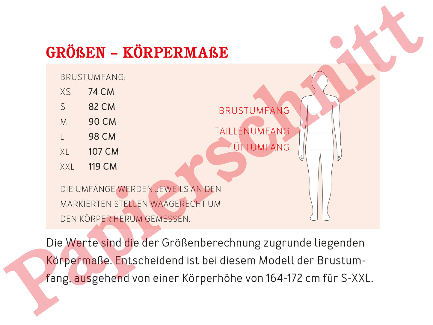 Schnittmuster Boyfriendshirt Amy von Studio Schnittreif Maßtabelle