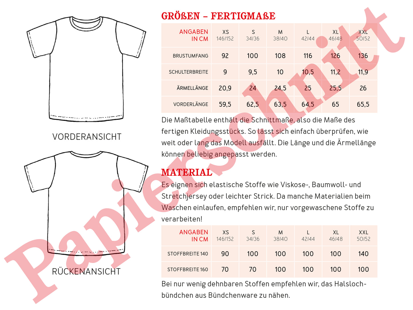 Schnittmuster Boyfriendshirt Amy von Studio Schnittreif Materialverbrauch
