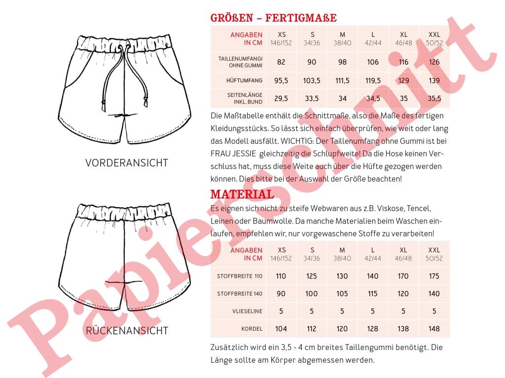 Papierschnittmuster Frau Jessie - Shorts