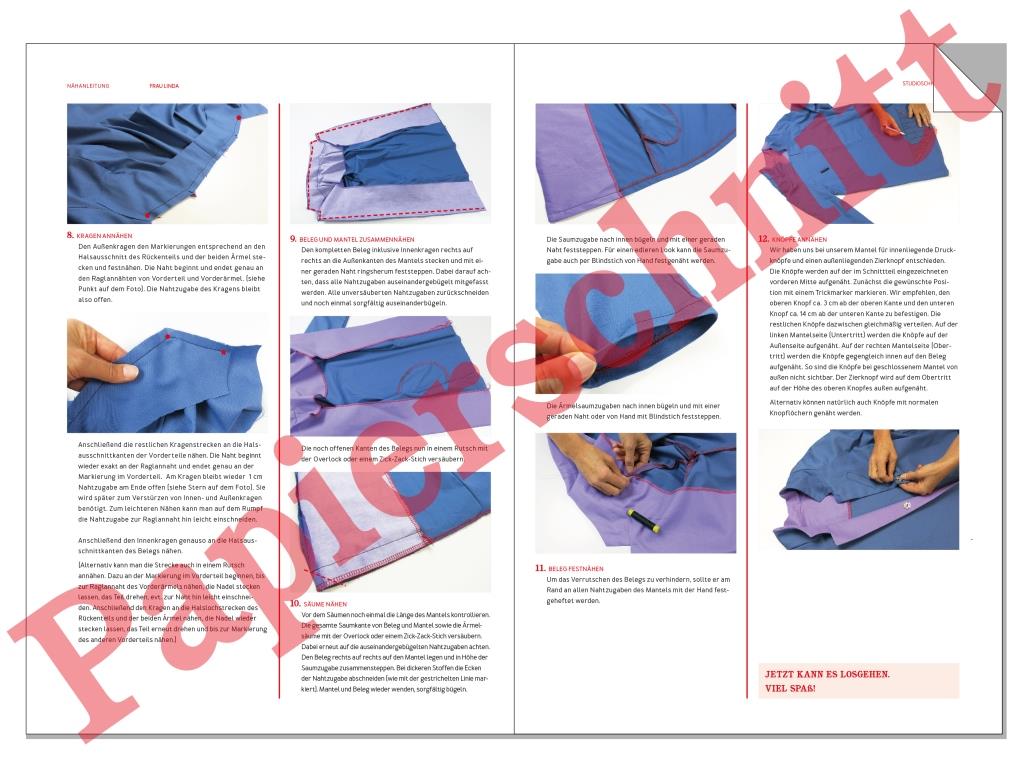 Papierschnittmuster Kurzmantel Frau Linda von Studio Schnittreif Fotoanleitung