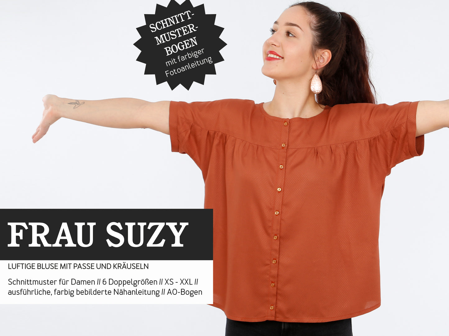 Papierschnittmuster Kurzarmbluse Frau Suzy von Studio Schnittreif