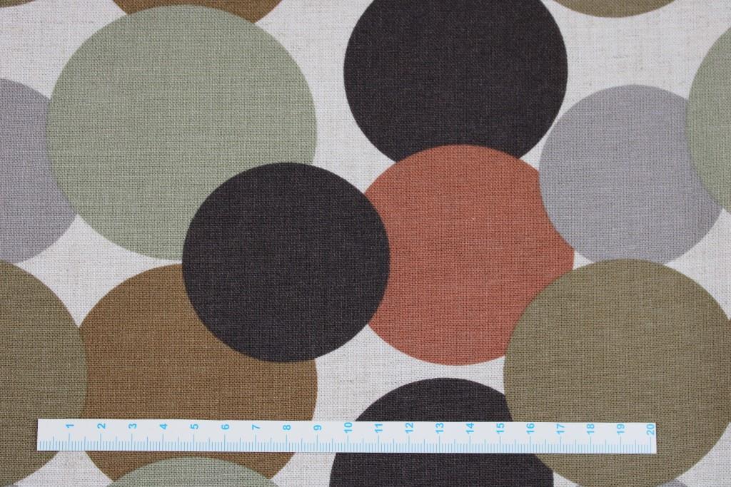 Rayon/Leinen Linen Dots - oliv/beige