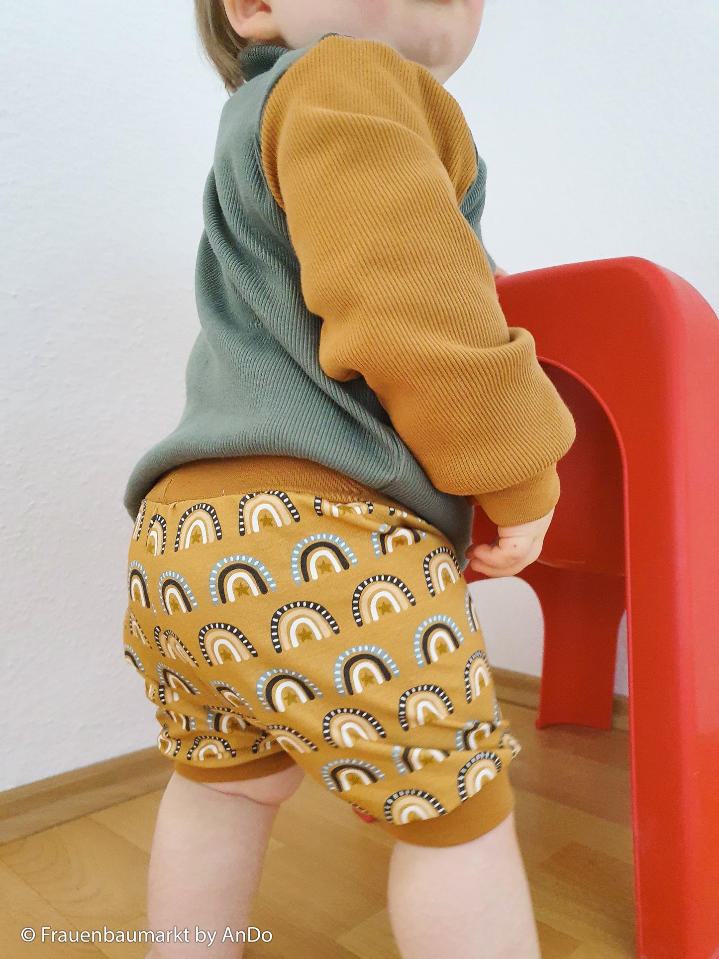 Ripppjersey Marissa in uni smaragd als Pulli vernäht