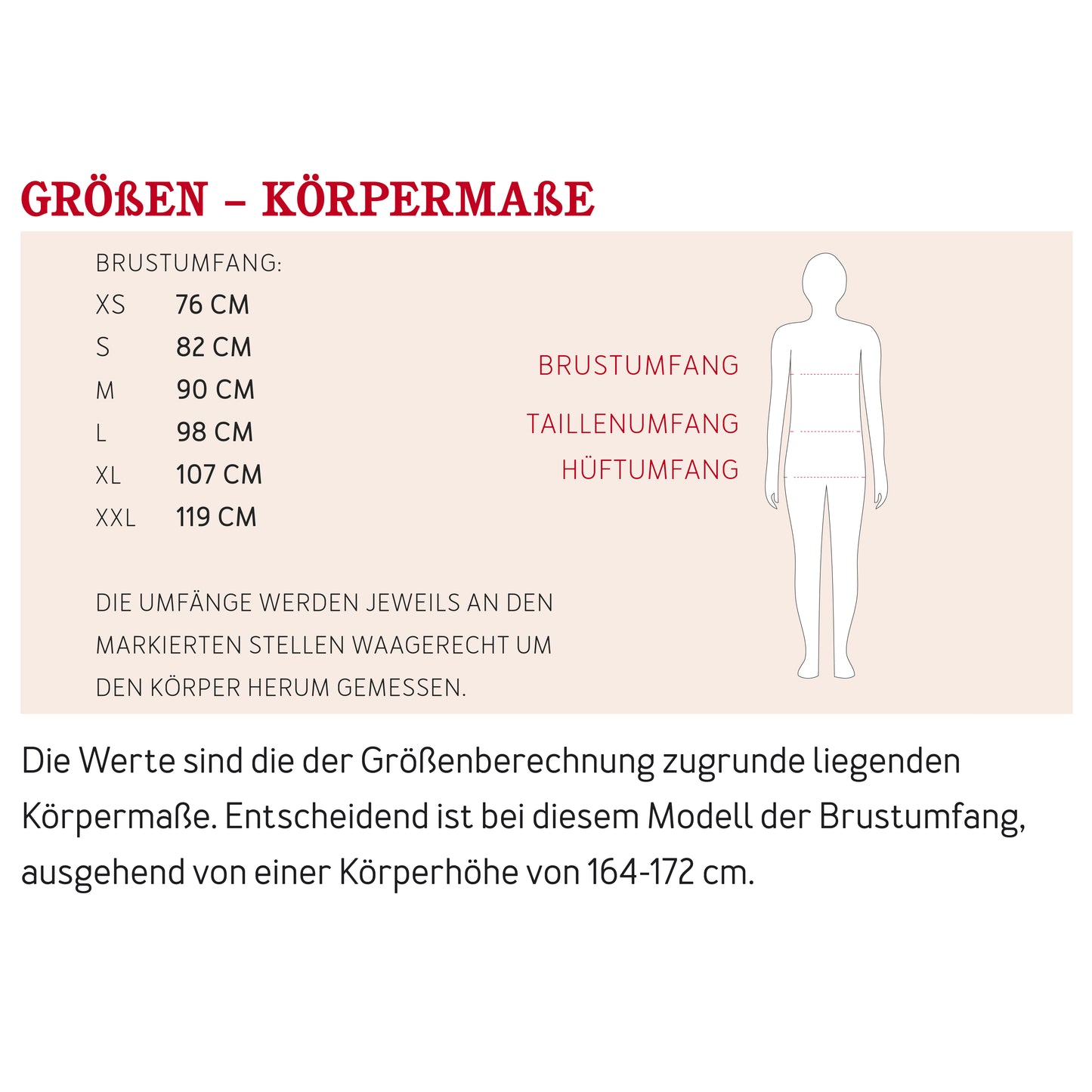 Schnittmuster Frau Asta Top mit V-Ausschnitt Maßtabelle