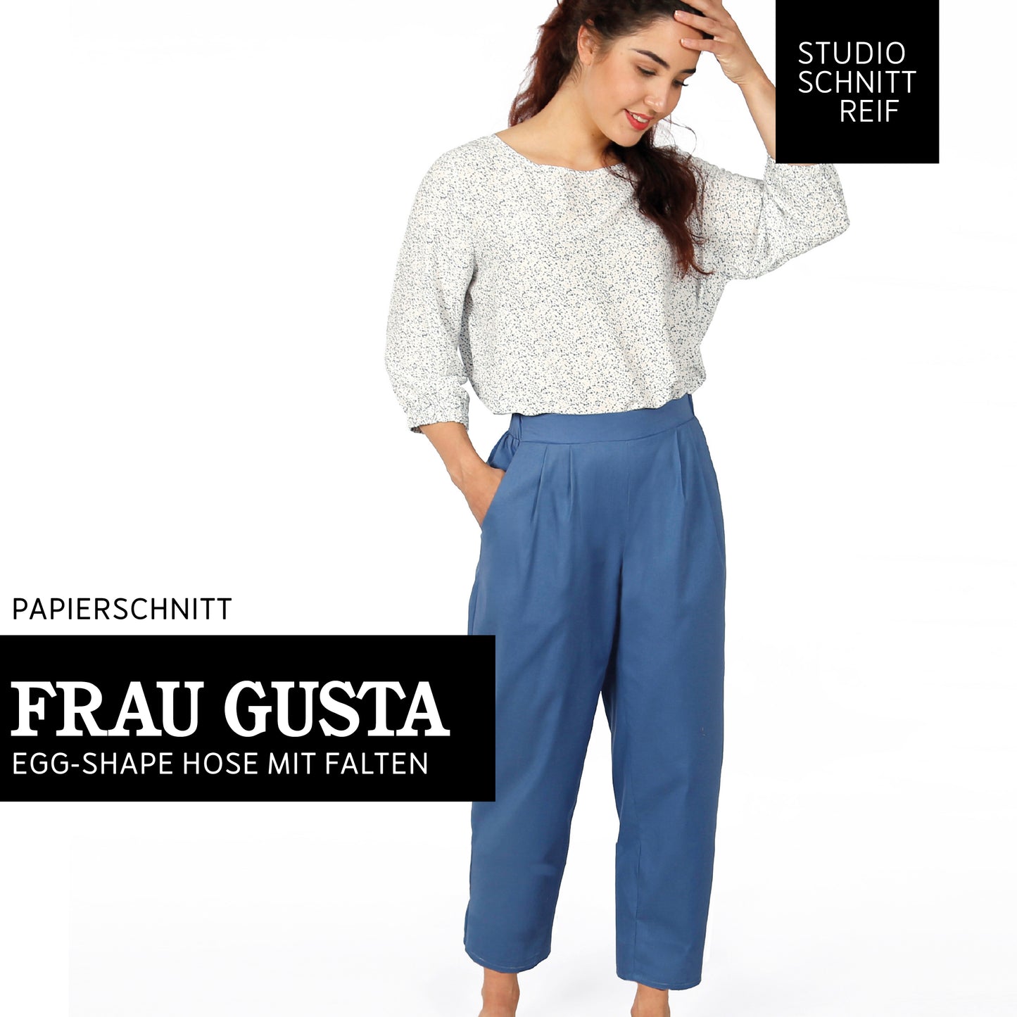 Schnittmuster Frau Gusta Hose im Egg-Shape von Studio Schnittreif