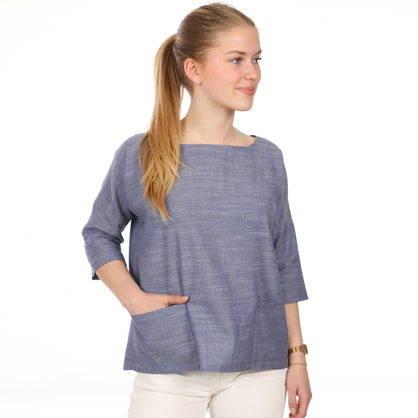Schnittmuster kurze Bluse mit Taschen Frau Aiko von Studio Schnittreif