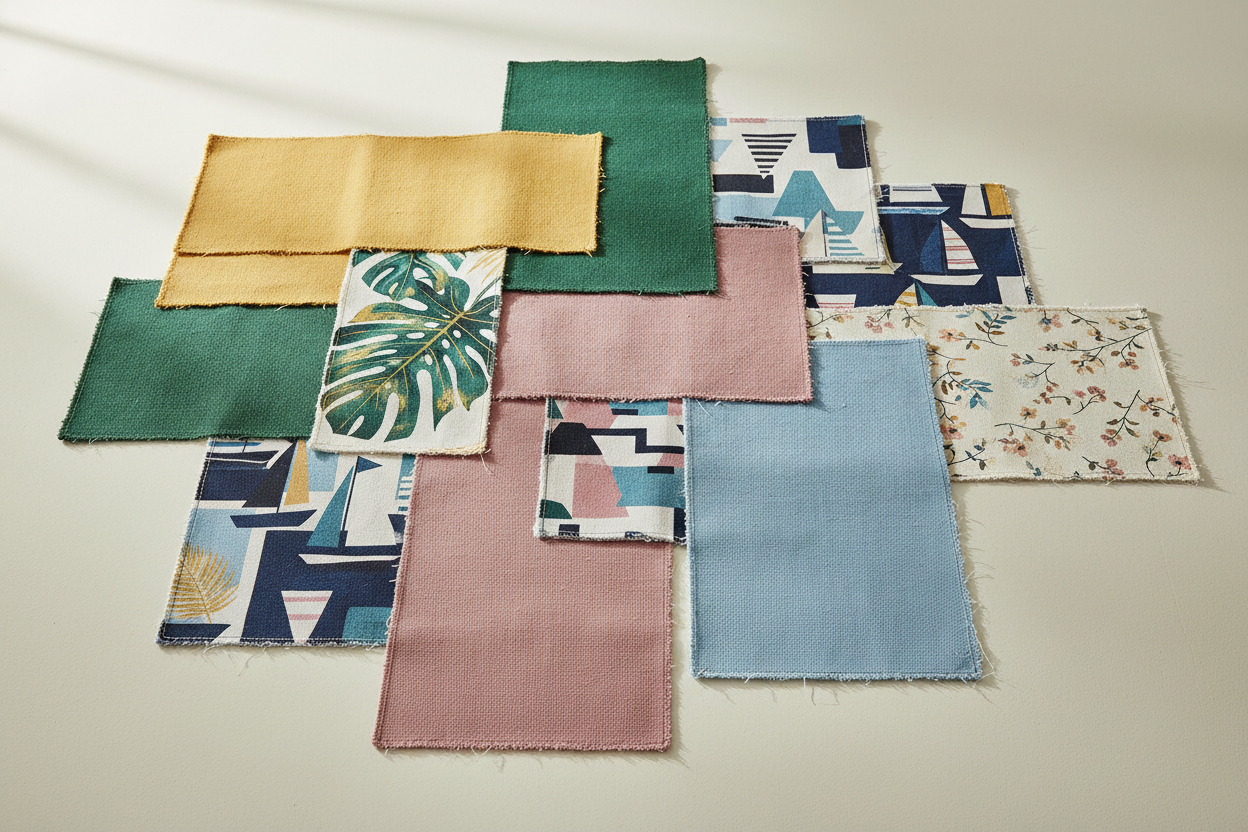 Bildkollage mit Canvasstoffen