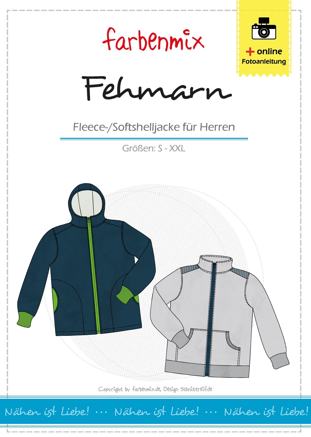 Schnittmuster Cover für die Fleecejacke/Softshelljacke Fehmarn für Herren