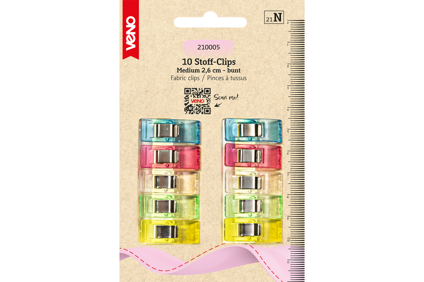 10 Stoffklammern bunt sortiert