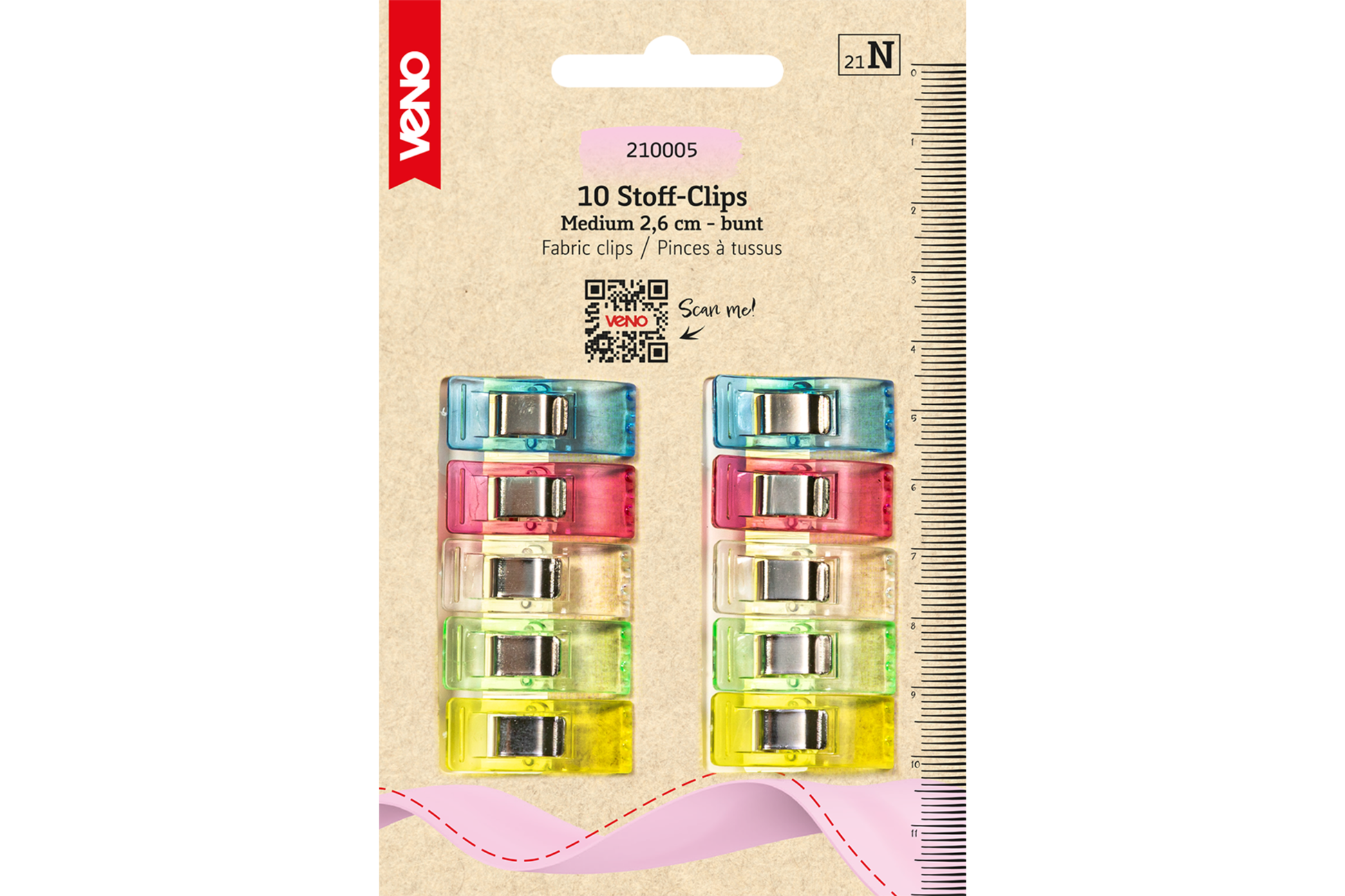 10 Stoffklammern bunt sortiert