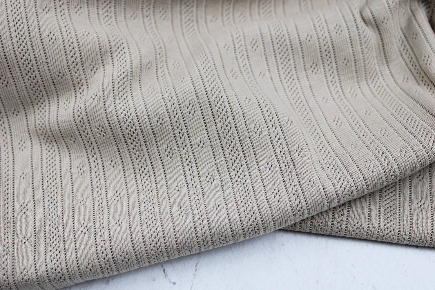 Ajour-Baumwolljersey Alina uni beige