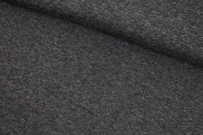 Melierter Alpenfleece Stoff in dunkelgrau mit weißer Fleeceabseite quer