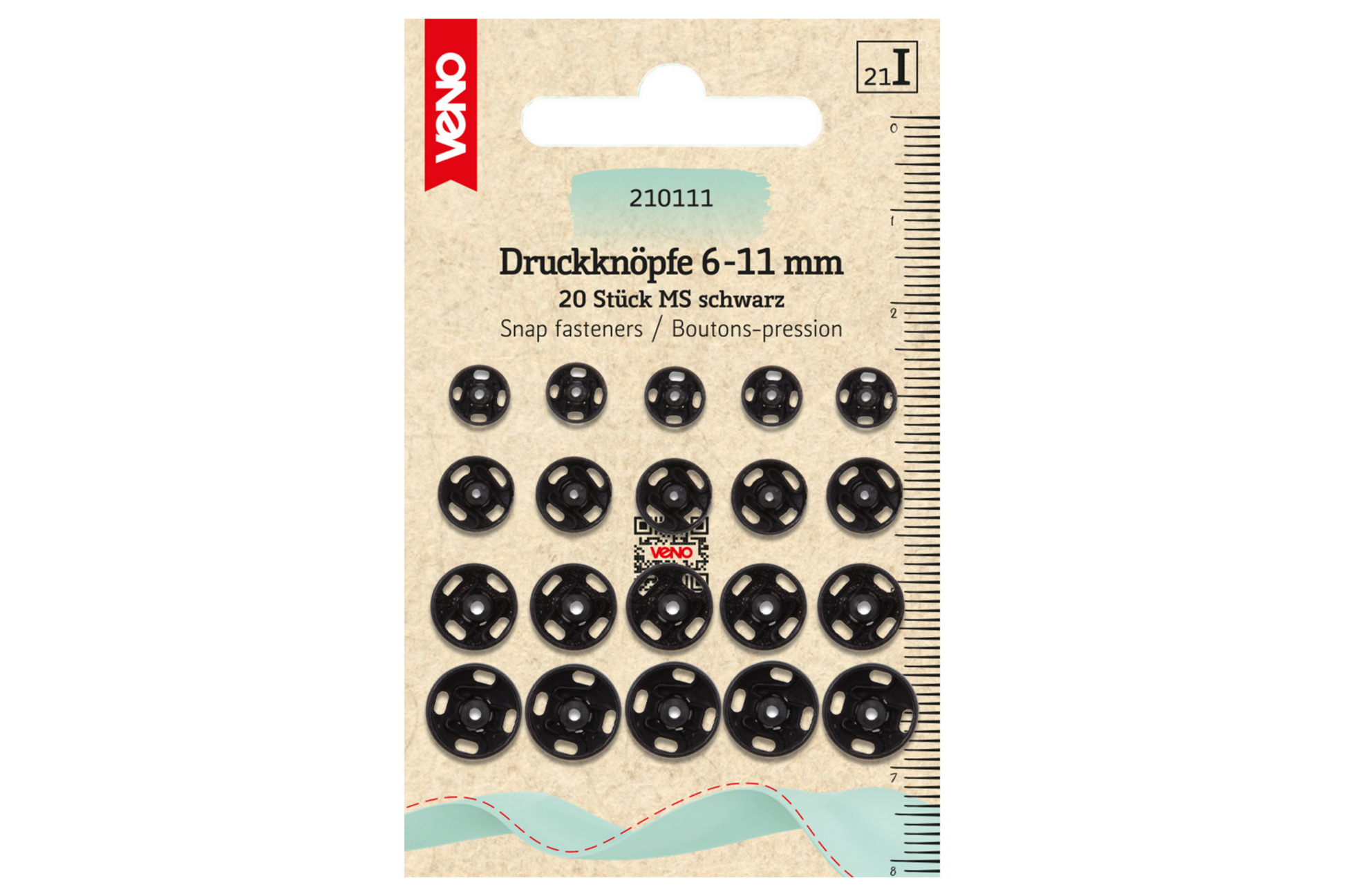 Annäh-Druckknöpfe-Set in Schwarz