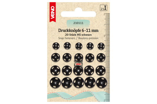 Annäh-Druckknöpfe-Set in Schwarz