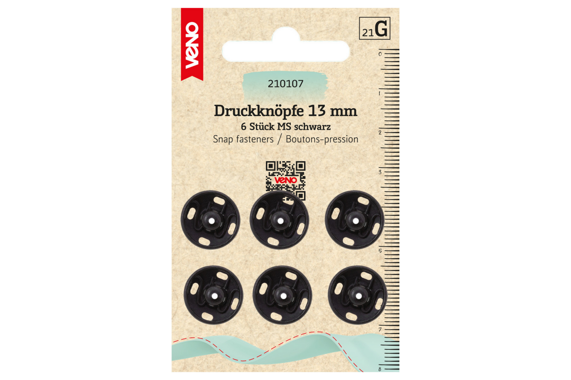 Annäh-Druckknöpfe 13mm Schwarz