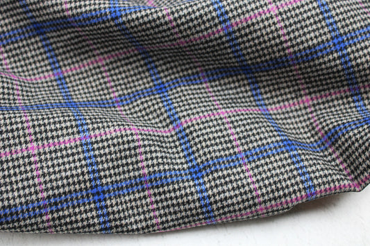 Baumwollgemisch Blue Checked Karos - blau/rosa