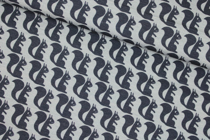 Baumwolljersey All my Friends mit Eichhörnchen in Jeansblau quer