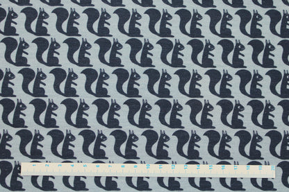Baumwolljersey All my Friends mit Eichhörnchen in Jeansblau Maßstab