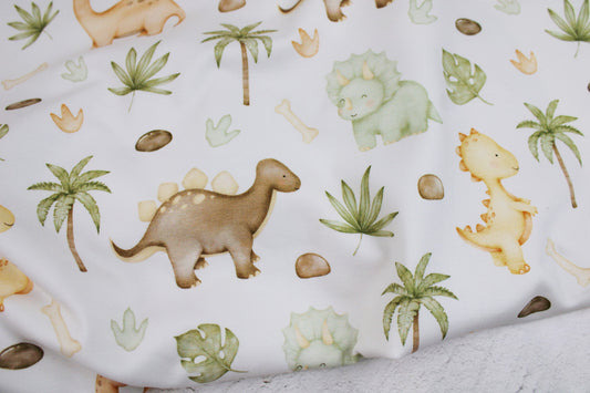 Baumwolljersey Dino´s Abenteuer - ecru/bunt