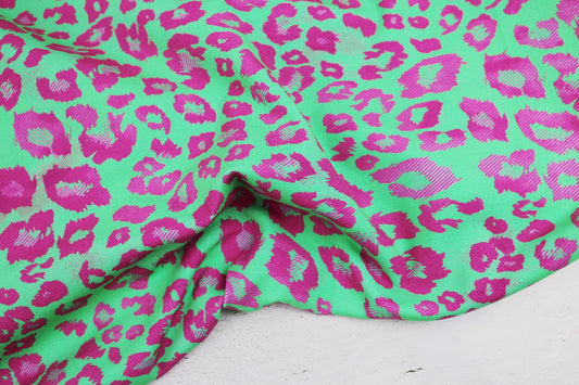 Baumwolljersey Madrid Leomuster Grün Pink