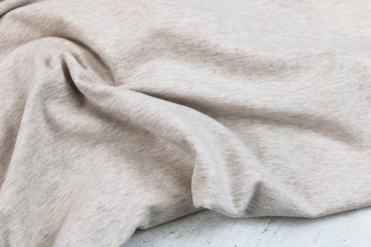 Melierter Baumwolljersey Stoff Vanessa in wollweiß