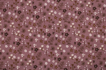 Dunkelrose farbener Baumwolljersey Winterbloom mit Streublümchen Detailbild