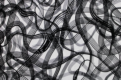 Baumwollstoff mit Linien aus der Inkwell-Reihe in Schwarz-Weiß Detailbild