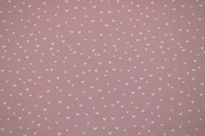 Rosa farbener Baumwollstoff Mini Heart mit kleinen weißen Herzen Detailbild
