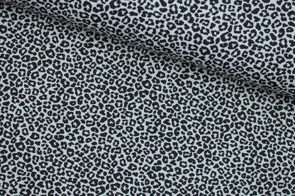 Salbei farbener Baumwollstoff Mini Leopard mit kleinem Leomuster quer