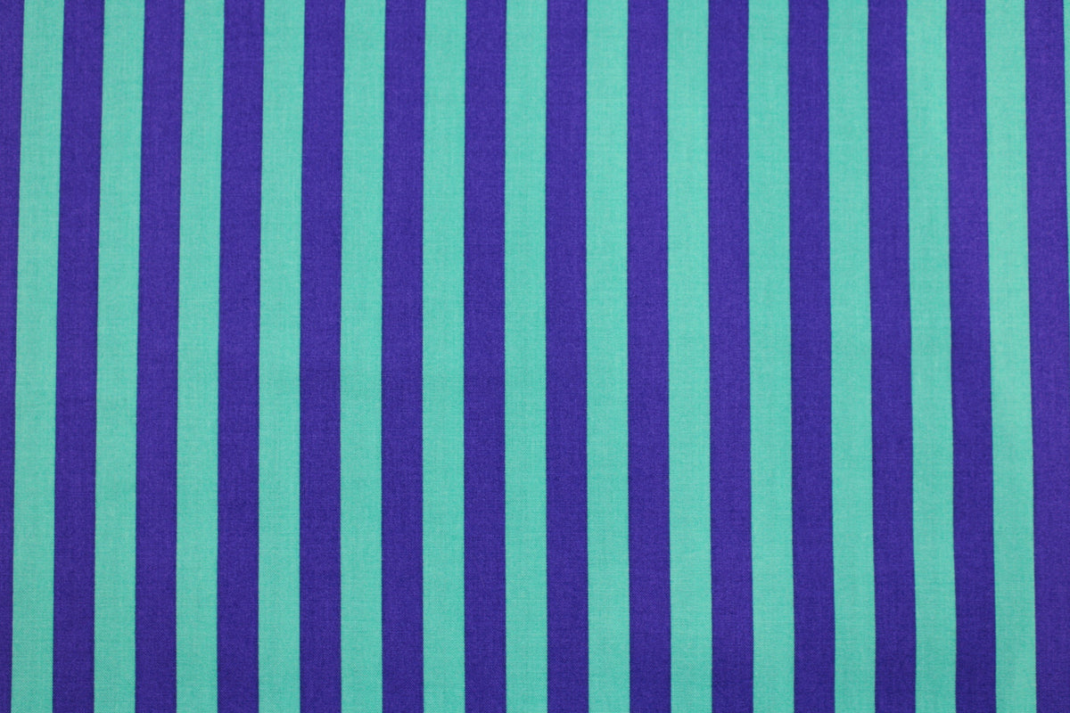 Baumwollstoff von Tula Pink mit Streifen in Blau und Mint Detailbild
