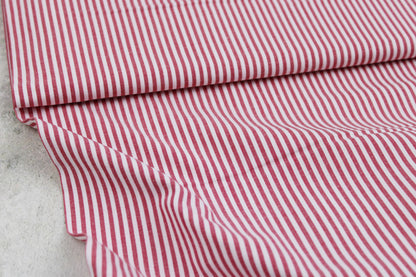 115cm RESTMENGE Baumwolle Caravelle Streifen - rot/weiß