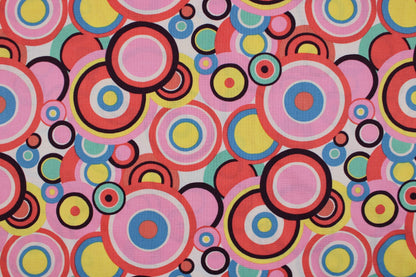 Baumwollstoff mit bunten Kreisen Detailbild
