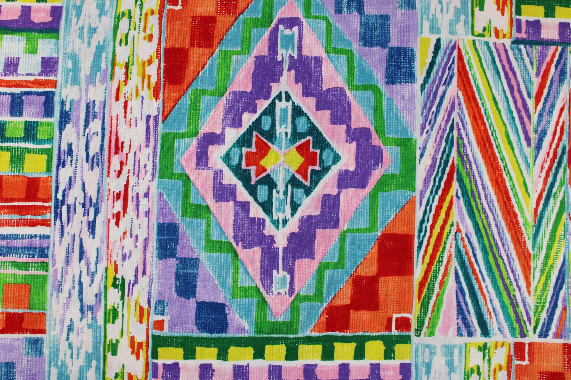 Bunter Baumwoll Webstoff Folklorico mit Ethnomuster Detailbild