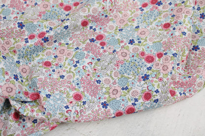 Baumwollstoff Gardening mit kleinen Blümchen in Rosa und Blau
